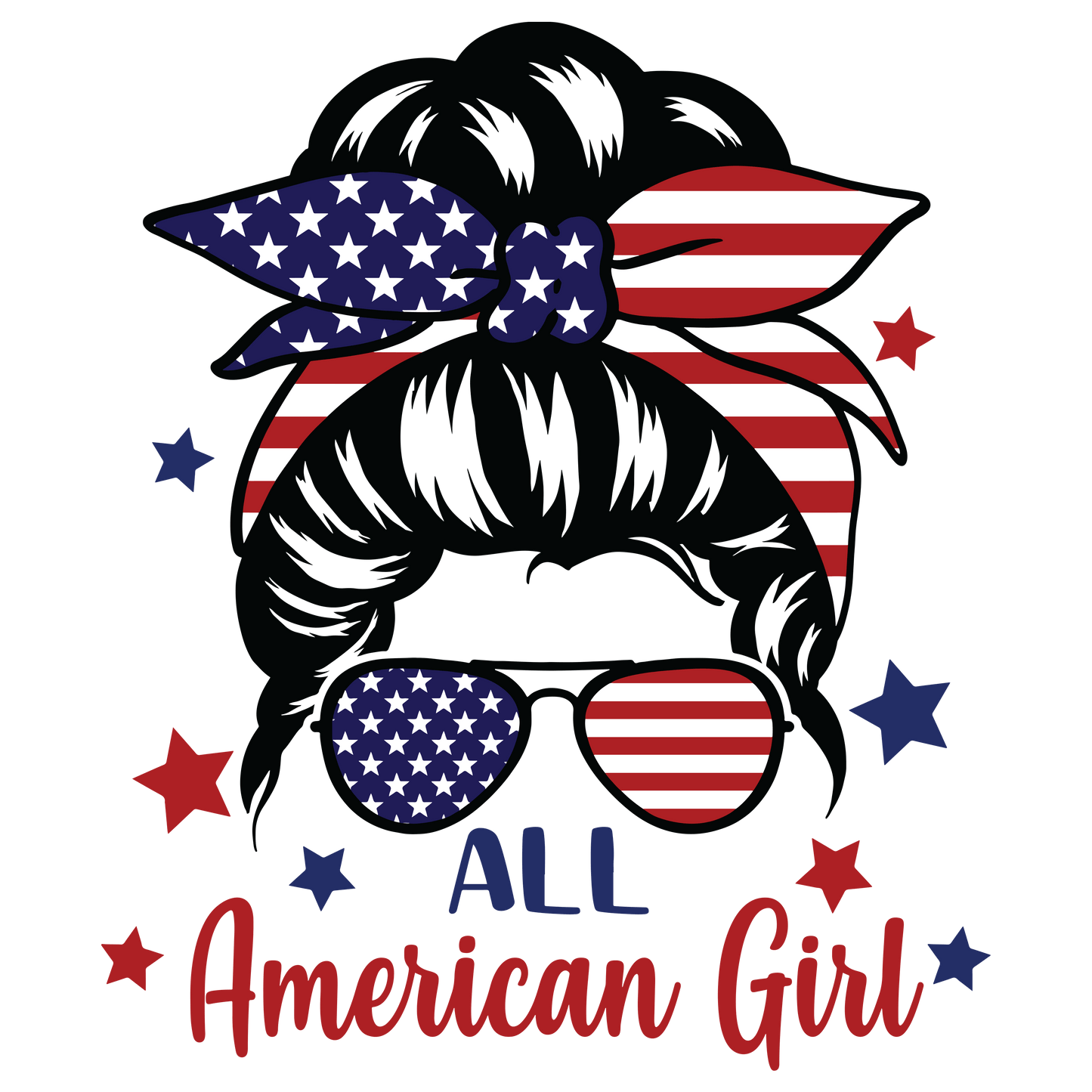 All American Girl Design - DTF Ready To Press - Heat Press Transfer