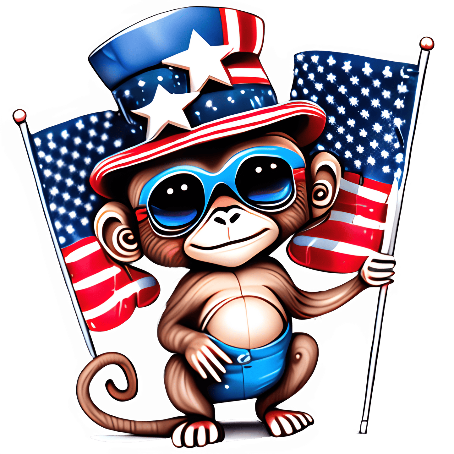 Fourth Of July Monkey Design - DTF Ready To Press - Heat Press Transfer