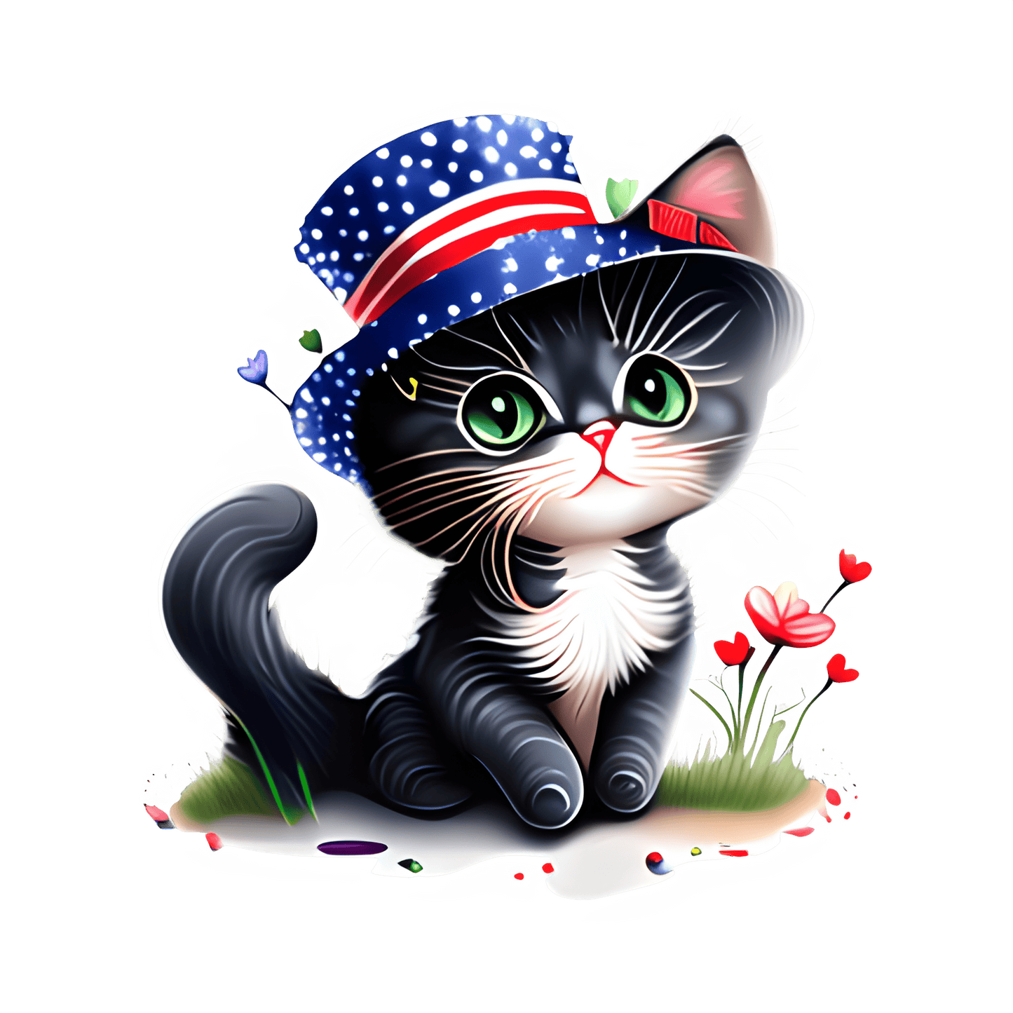 4th Of July Cat Design - DTF Ready To Press - Heat Press Transfer