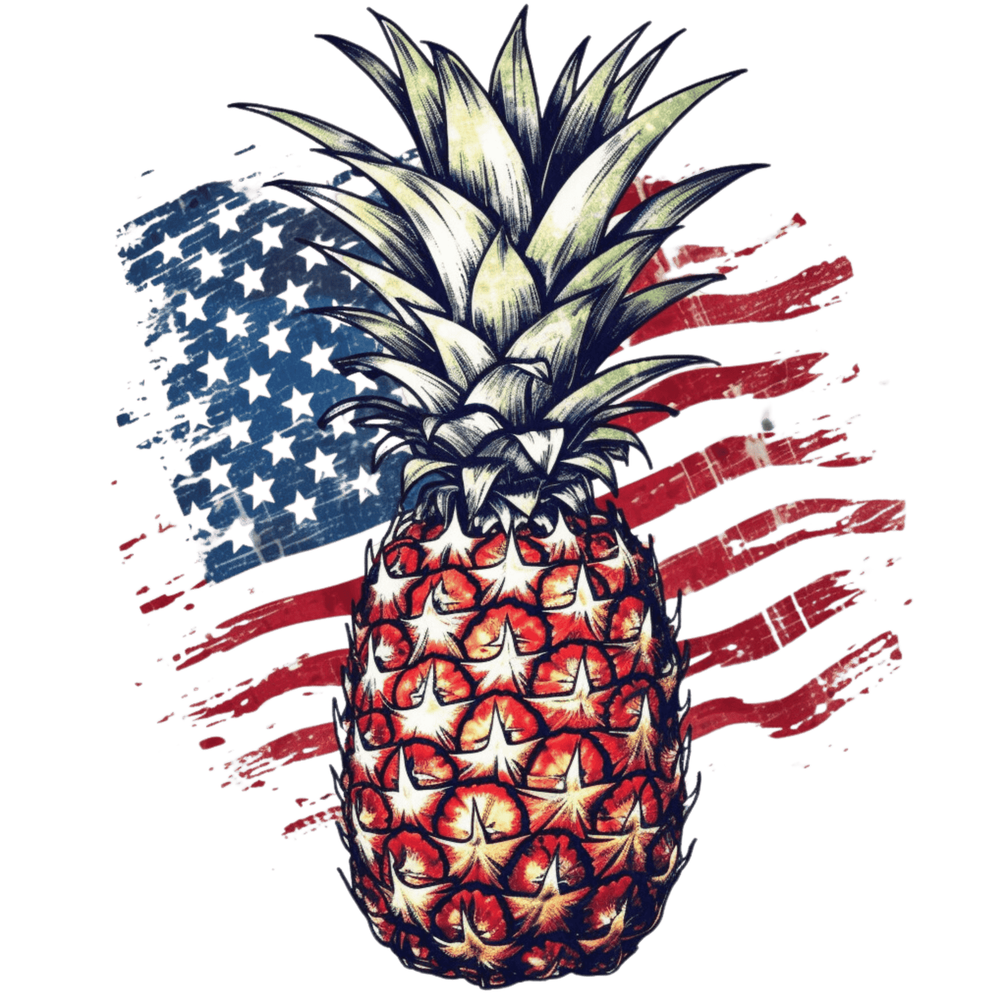 4th Of July Pineapple Design - DTF Ready To Press - Heat Press Transfer