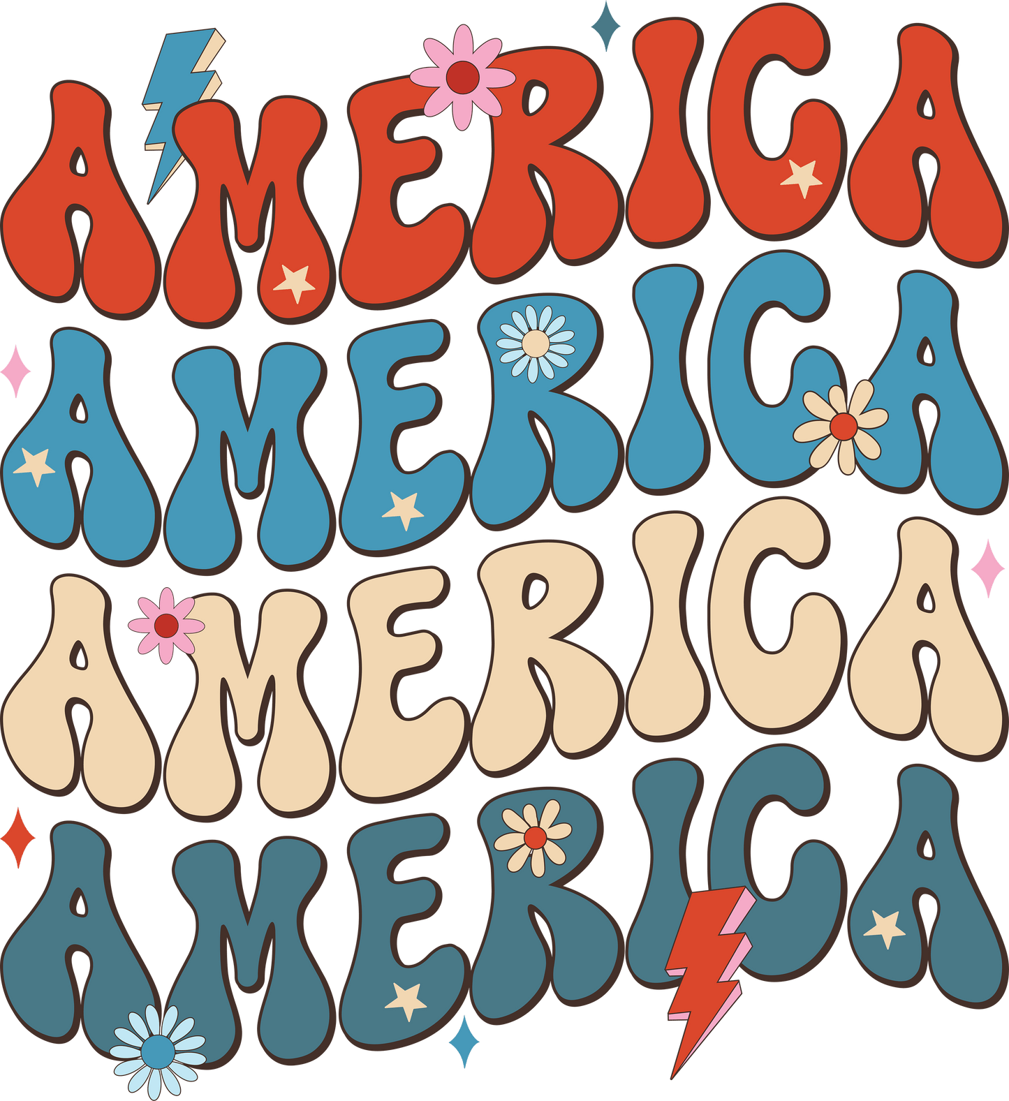 Retro America Design - DTF Ready To Press - Heat Press Transfer