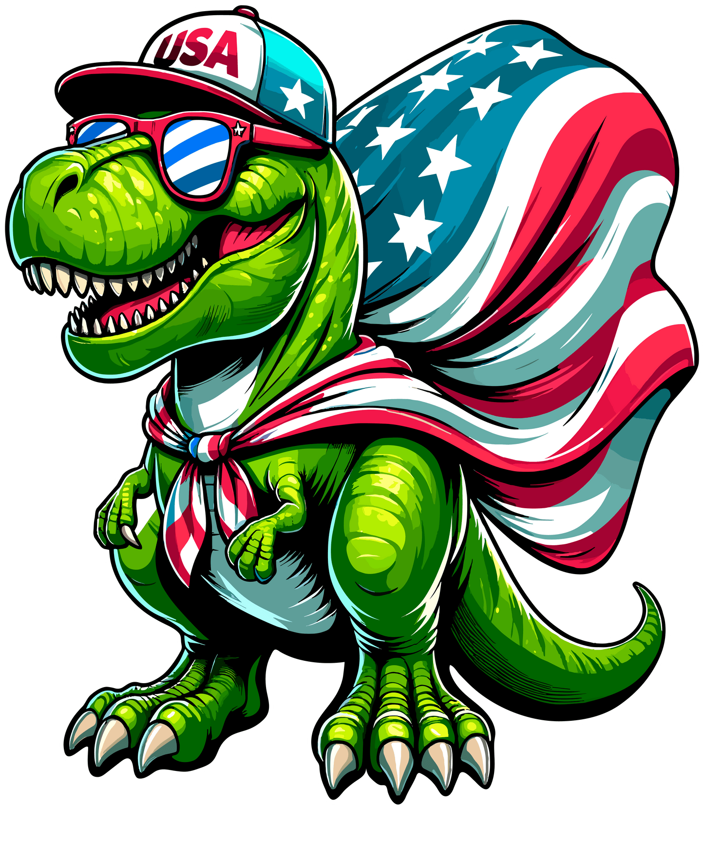 4th Of July T-rex Design - DTF Ready To Press - Heat Press Transfer