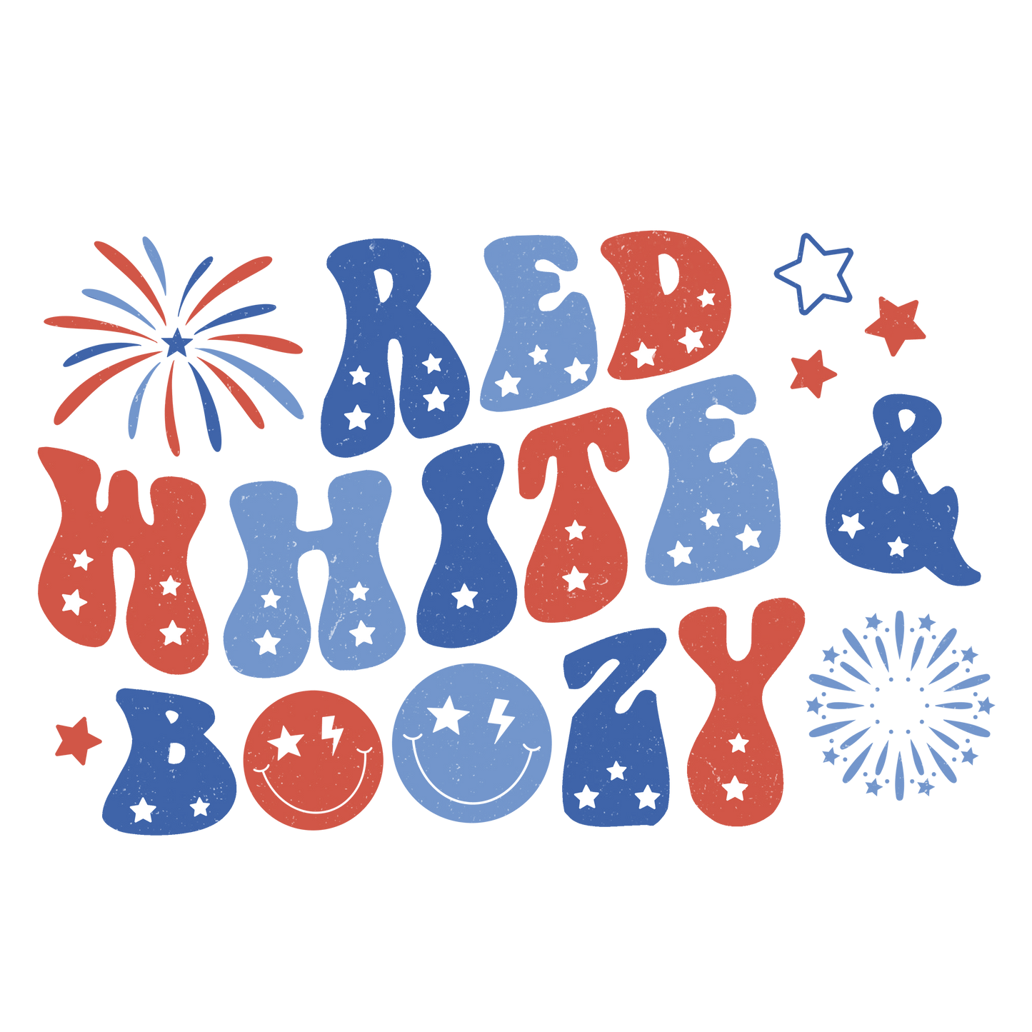 Red White Boozy Design - DTF Ready To Press - Heat Press Transfer