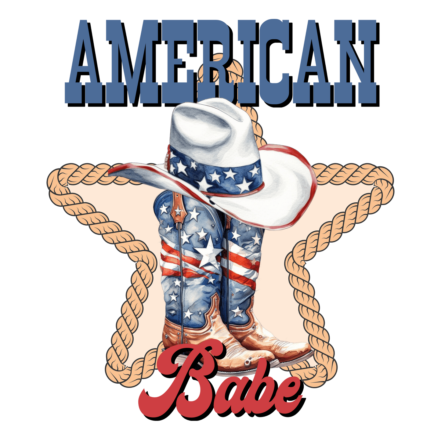 American Babe 4th Of July Design - DTF Ready To Press - Heat Press Transfer