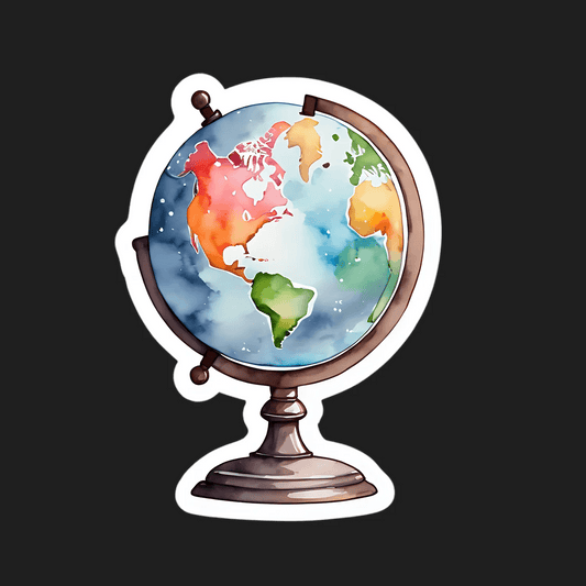 Watercolor Globe Sticker - Vibrant Desk Decor - Heat Press Transfer