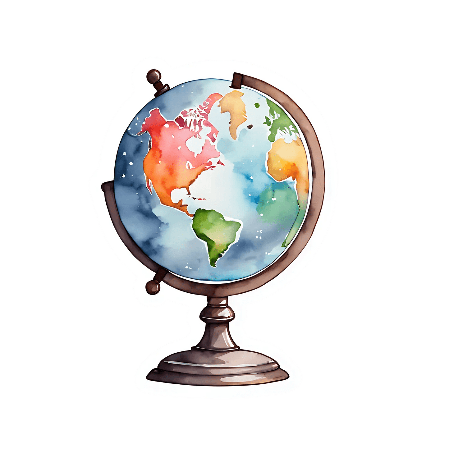 Watercolor Globe Sticker - Vibrant Desk Decor - Heat Press Transfer