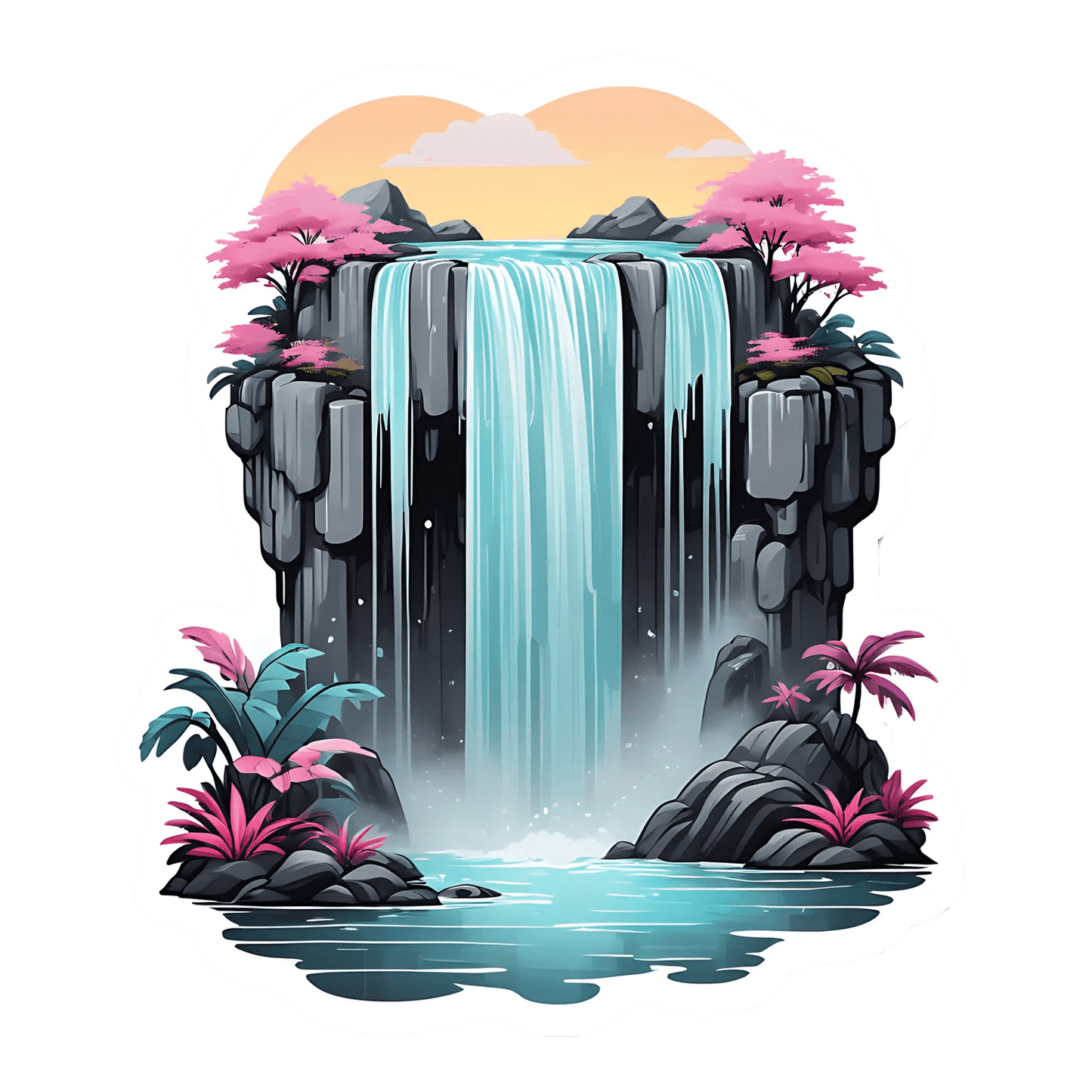 Waterfall Paradise - UV DTF Sticker - Heat Press Transfer