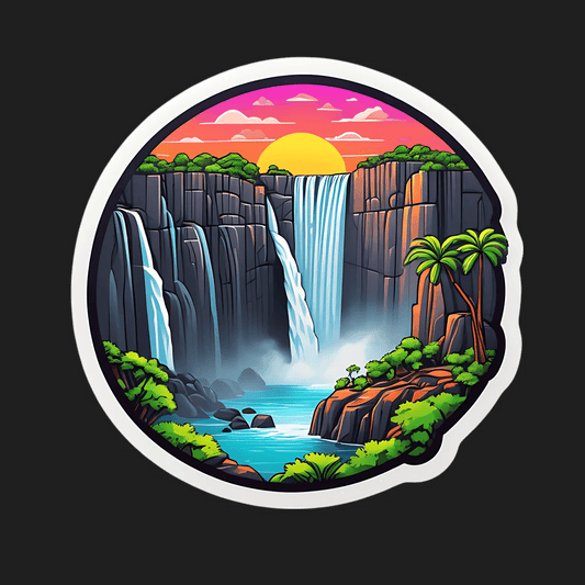 Waterfall Sunset - Paradise Sticker - Heat Press Transfer