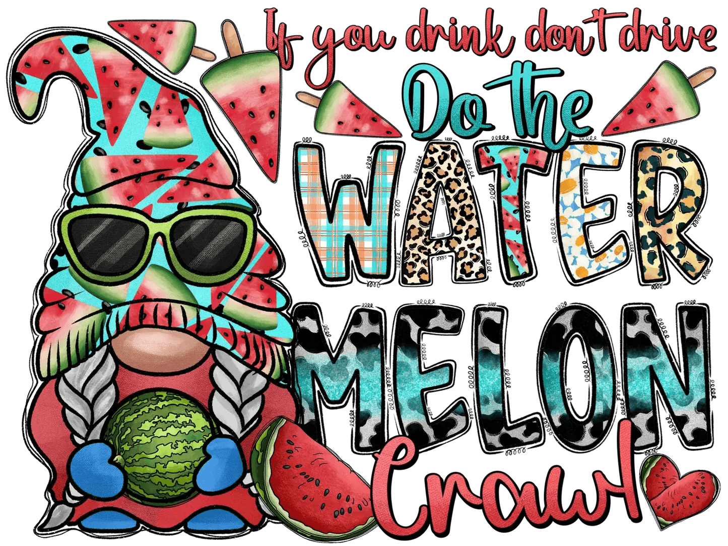Watermelon Crawl - DTF Ready to Press - Heat Press Transfer