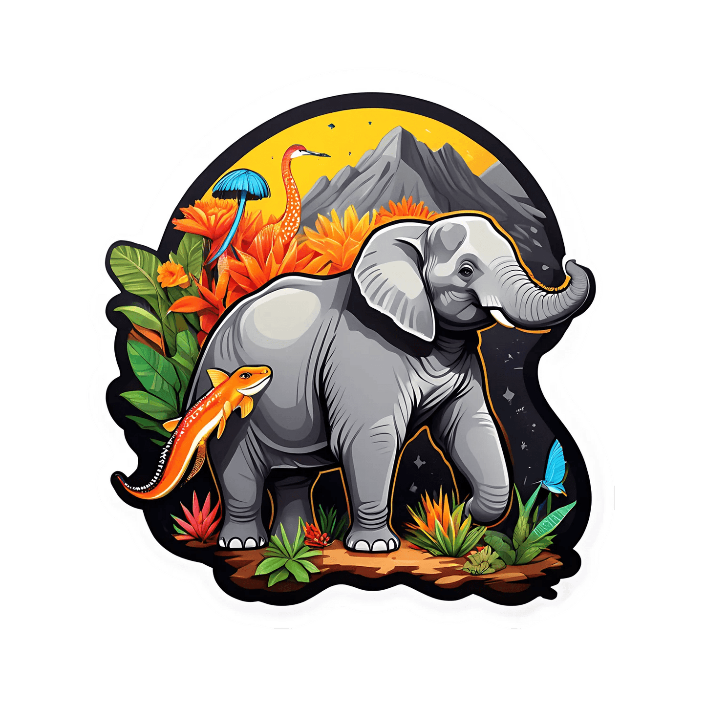 Wildlife Adventure - Elephant Sticker - Heat Press Transfer