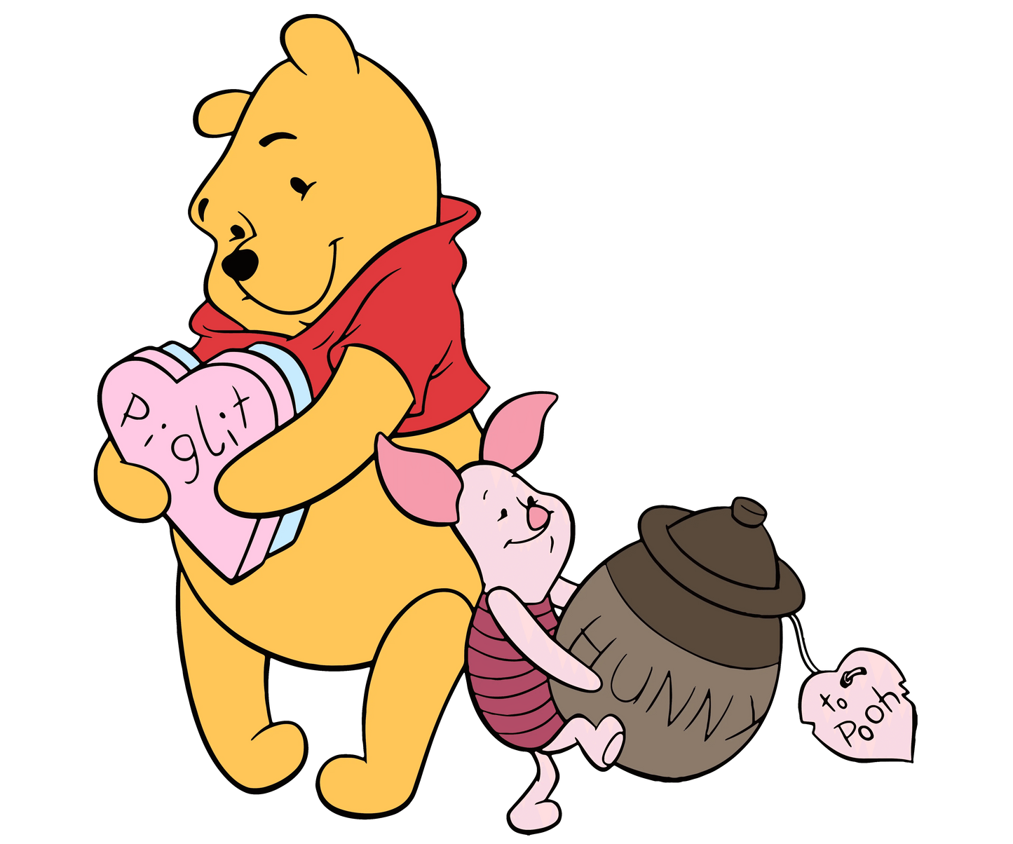 Winnie The Pooh And Piglit Valentine's Day Design - DTF Ready To Press - Heat Press Transfer