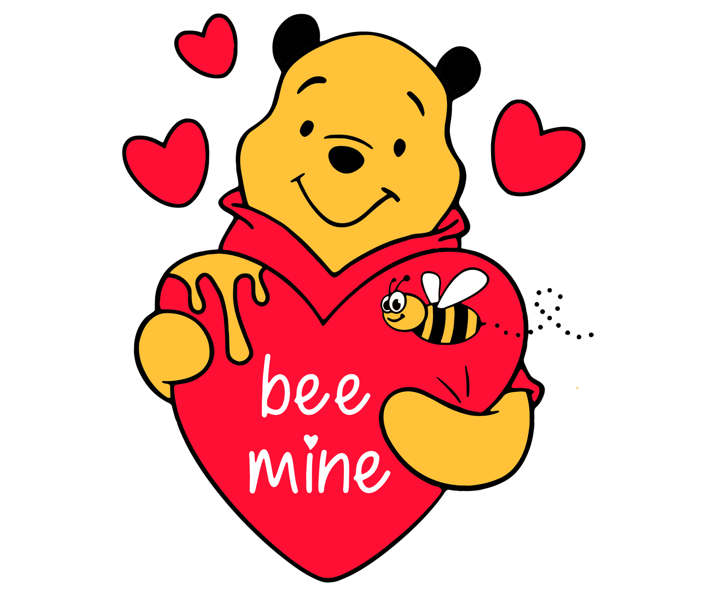 Winnie The Pooh Be Mine Valentine's Day Design - DTF Ready To Press - Heat Press Transfer