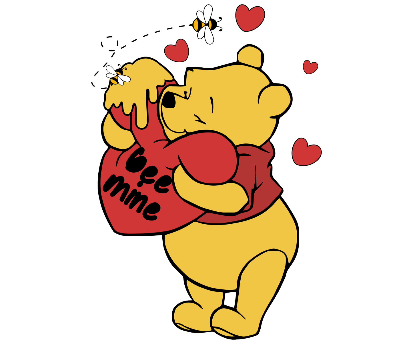 Winnie The Pooh Bee Mine Love Design - DTF Ready To Press - Heat Press Transfer