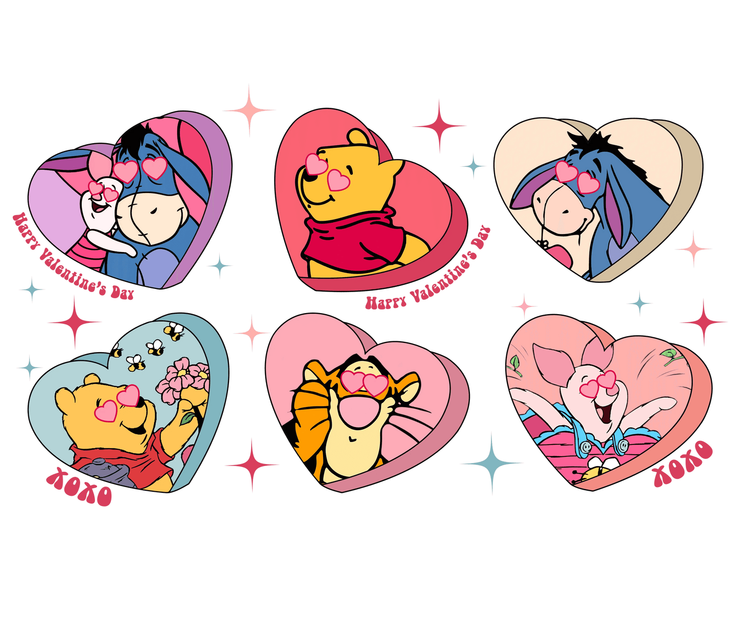 Winnie The Pooh Happy Valentine's Day Design - DTF Ready To Press - Heat Press Transfer