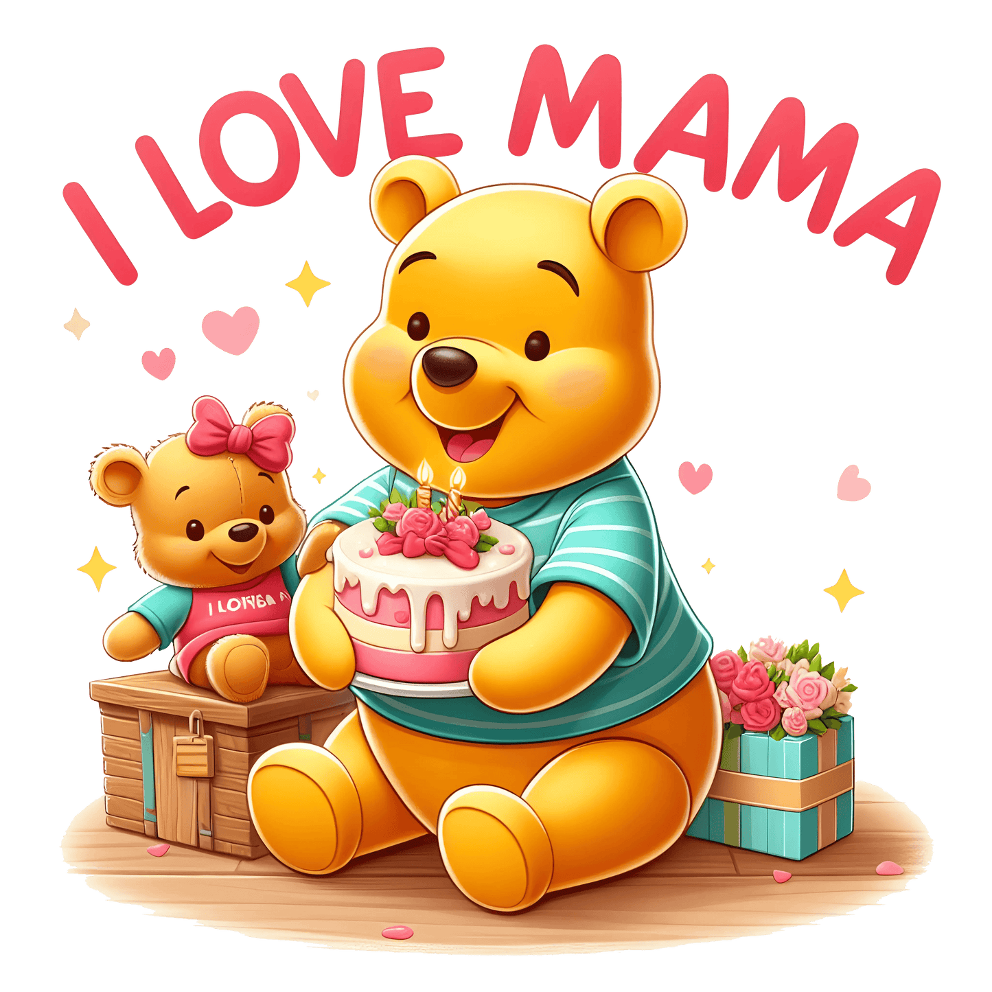 Winnie The Pooh Mother's Day Design - DTF Ready To Press - Heat Press Transfer