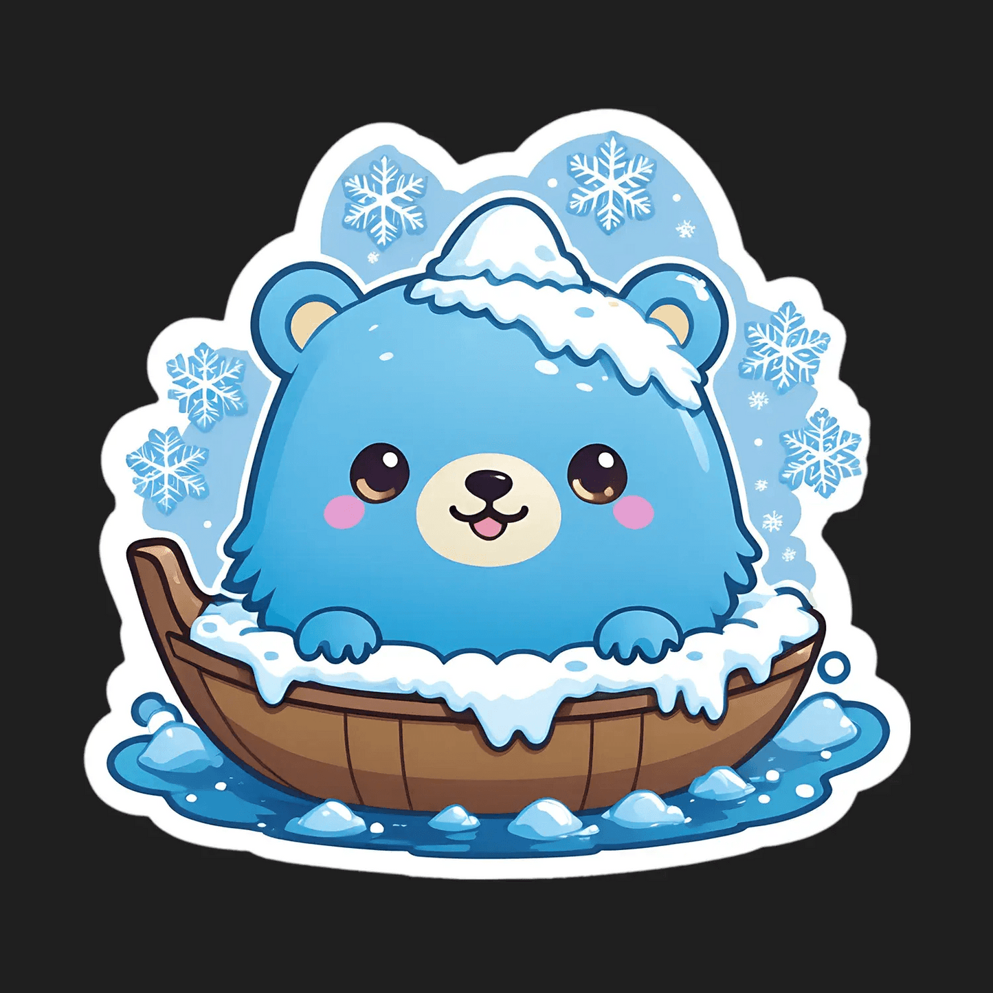 Winter Bear Boat - Cute Sticker - Heat Press Transfer