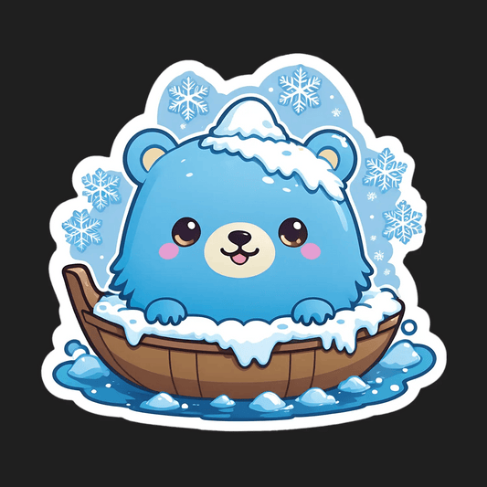 Winter Bear Boat - Cute Sticker - Heat Press Transfer