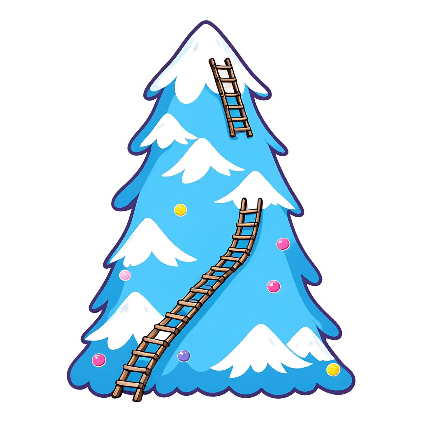 Winter Ladder - Snowy Tree Sticker - Heat Press Transfer