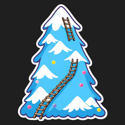 Winter Ladder - Snowy Tree Sticker - Heat Press Transfer