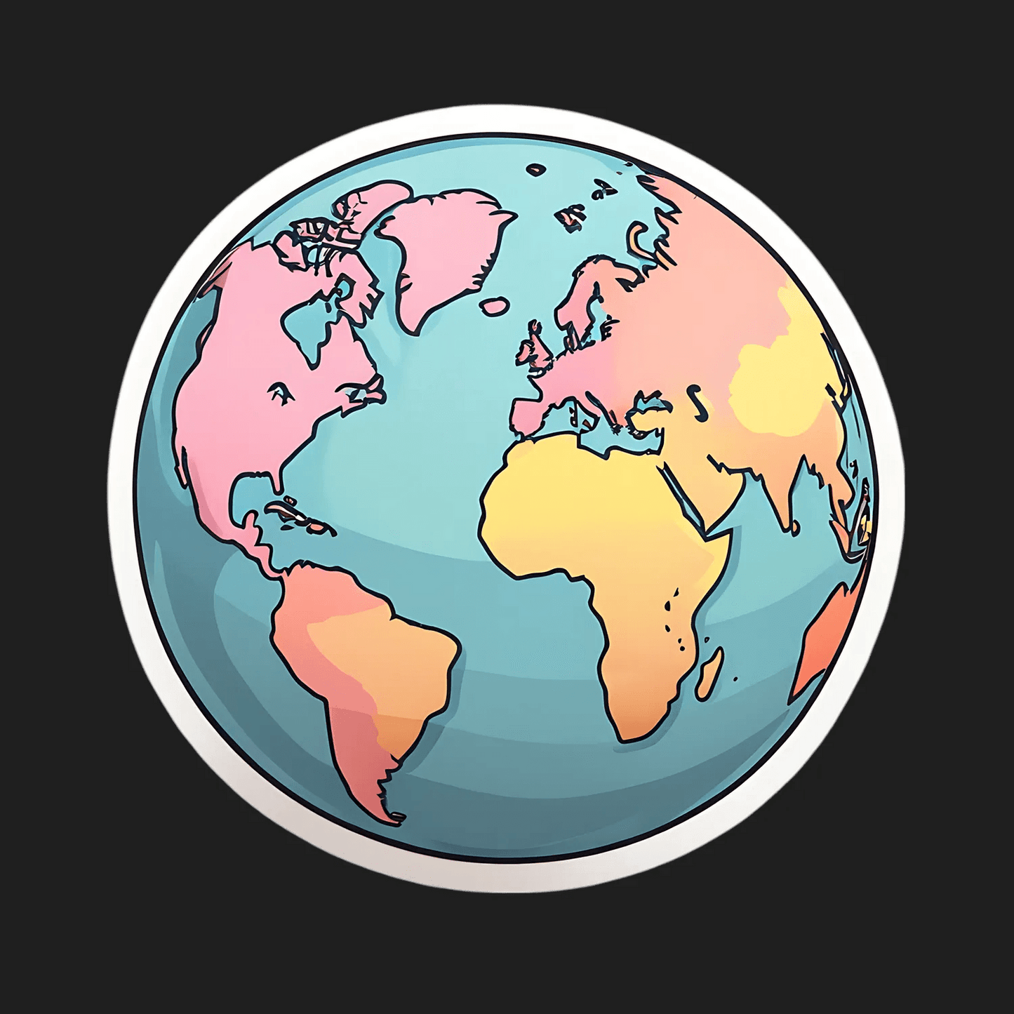 World Map Globe - Sticker - Heat Press Transfer