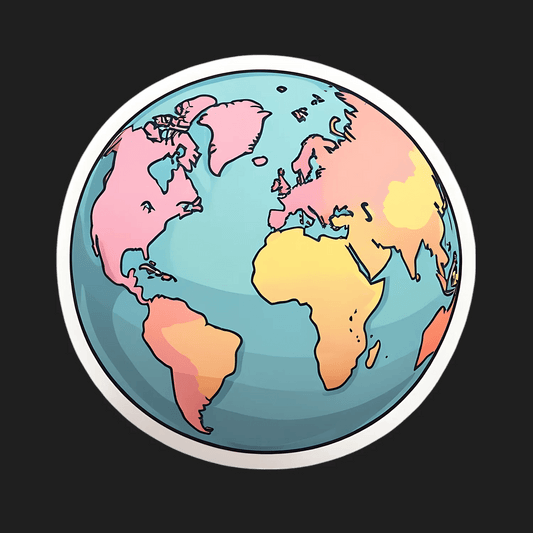 World Map Globe - Sticker - Heat Press Transfer
