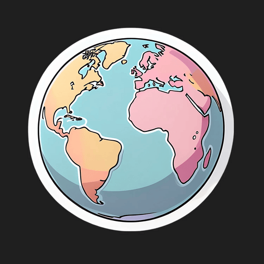 World Map Globe - UV DTF Sticker - Heat Press Transfer