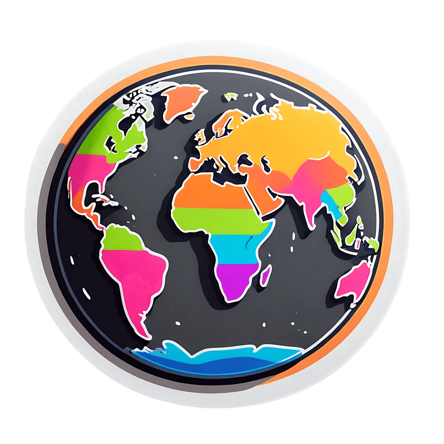 World Map UV Sticker - Vibrant Global Design - Heat Press Transfer