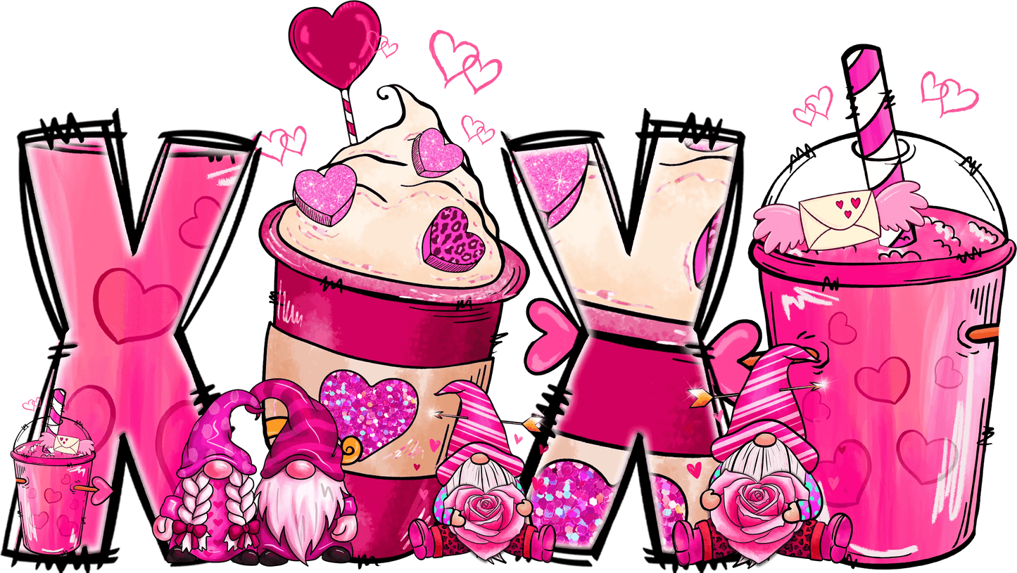 XOXO Valentine's Day Gnome Design - DTF Ready To Press - Heat Press Transfer