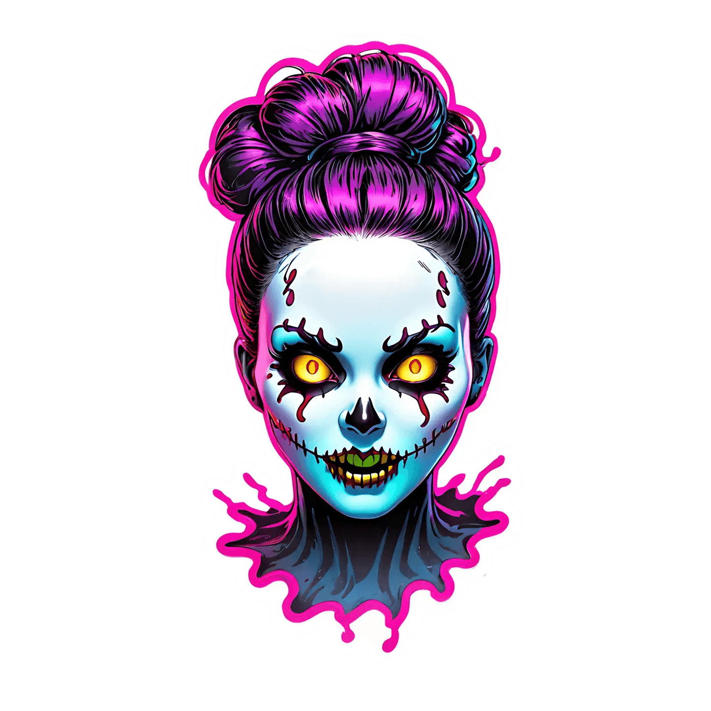 Zombie Girl Glow - UV Sticker - Heat Press Transfer