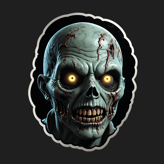 Zombie Head Sticker - Scary Eyes Decal - Heat Press Transfer