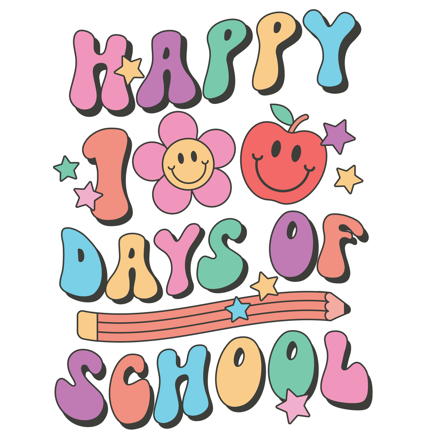 Happy 100 Days of School DTF-Ready Press (V4) | Heat Press Transfer - Heat Press Transfer