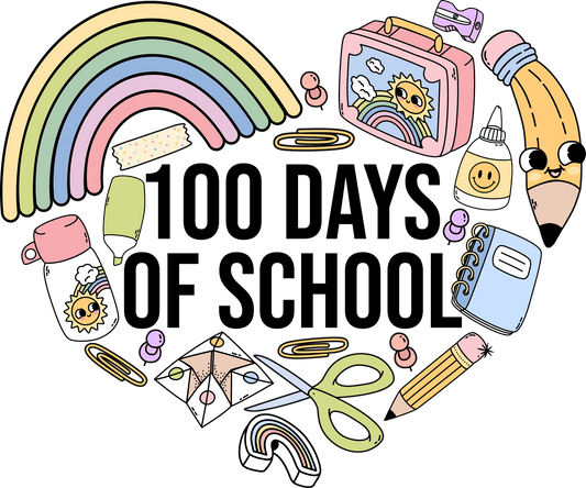 Cute 100 Days Of School Design - DTF Ready To Press - Heat Press Transfer