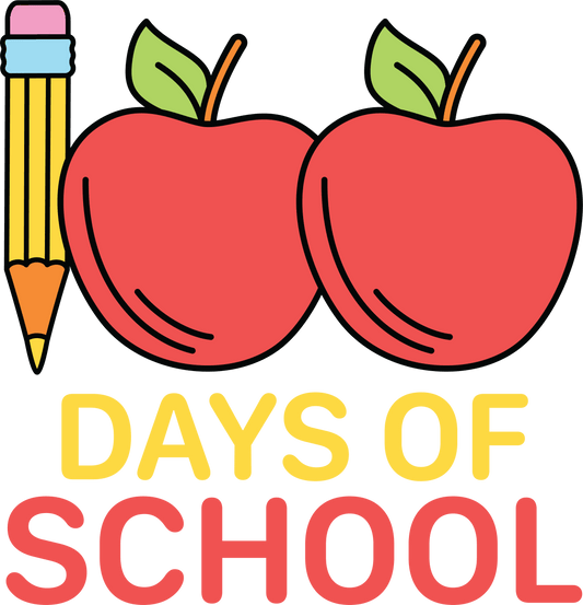 100th Days of School - Apples Teacher Design | Heat Press Transfer - Heat Press Transfer
