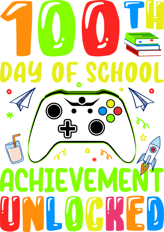 100 Days Brighter Teacher Design - DTF Ready To Press - Heat Press Transfer
