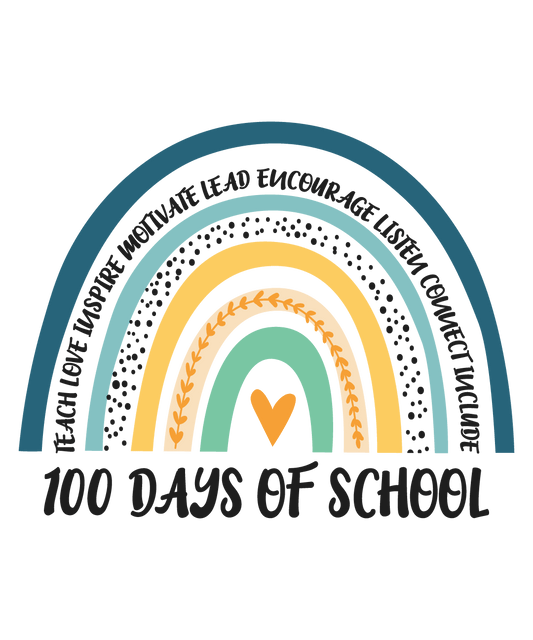 100 Days Of School Design - DTF Ready To Press - Heat Press Transfer