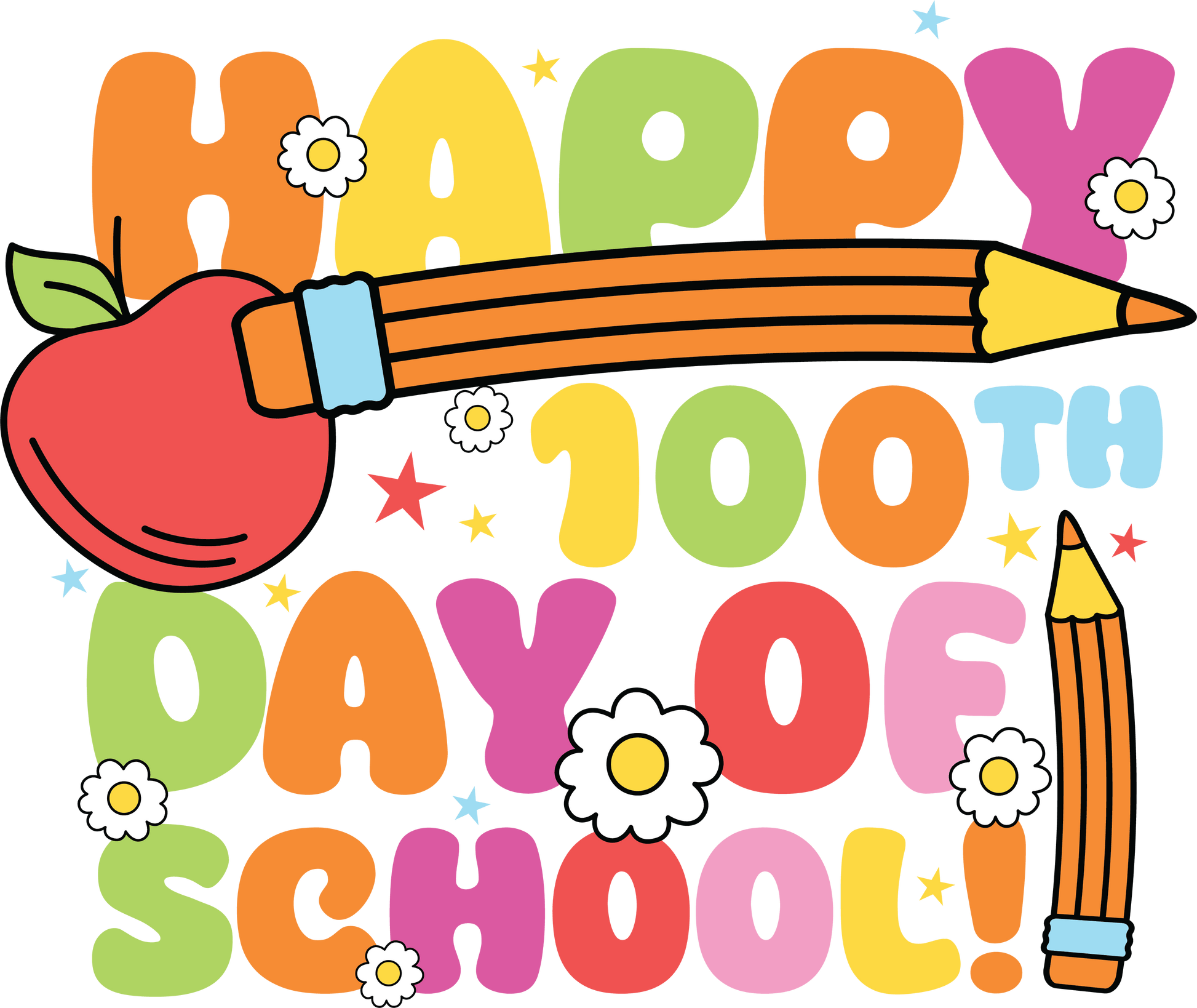 Happy 100 Days of School Teacher Design | Heat Press Transfer - Heat Press Transfer