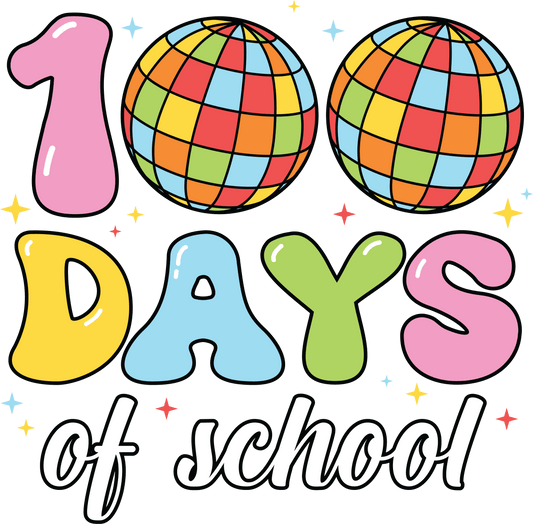 100 Days of School Party Disco Ball Design | Heat Press Transfer - Heat Press Transfer