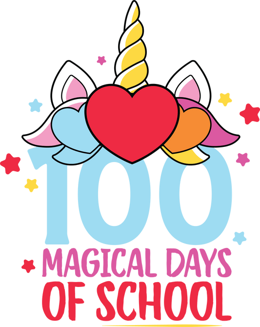 Unicorn Student 100 Magical Days of School | Heat Press Transfer - Heat Press Transfer