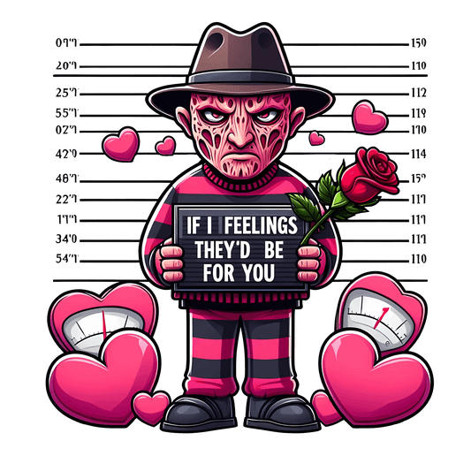 A Nightmare on Elm Street Freddy Krueger If I Feelings They'd Be For You Valentine's Day Design - DTF Ready To Press - Heat Press Transfer