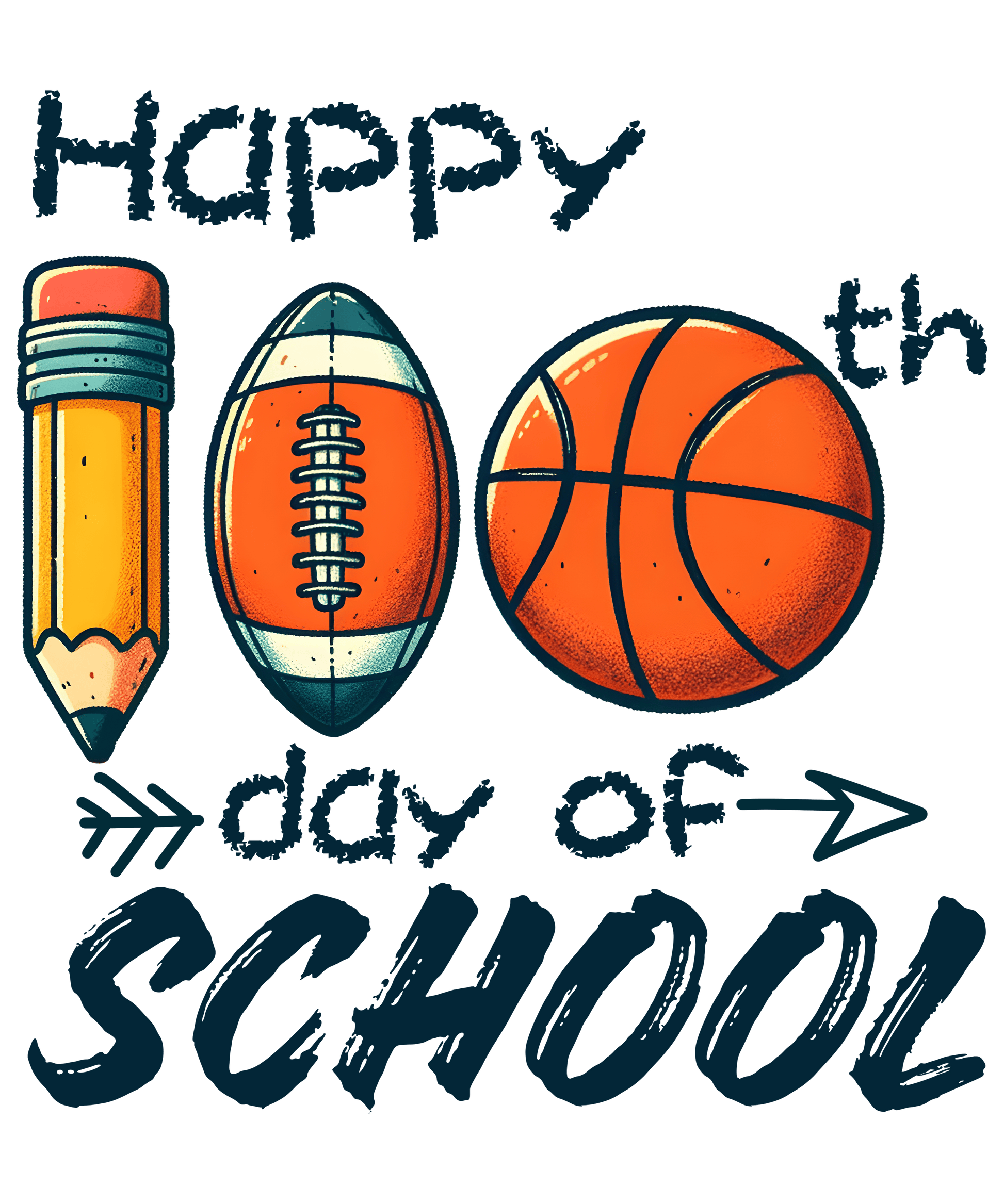 Happy 100th Day of School Basketball Design | Heat Press Transfer - Heat Press Transfer