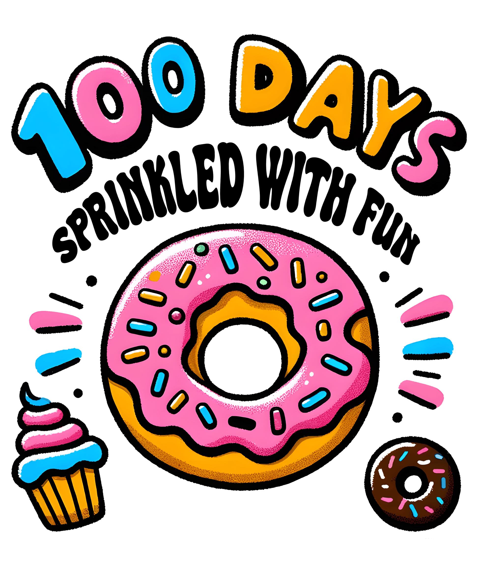 100 Days Sprinkled - Fun Donut Teacher Design | Heat Press Transfer - Heat Press Transfer