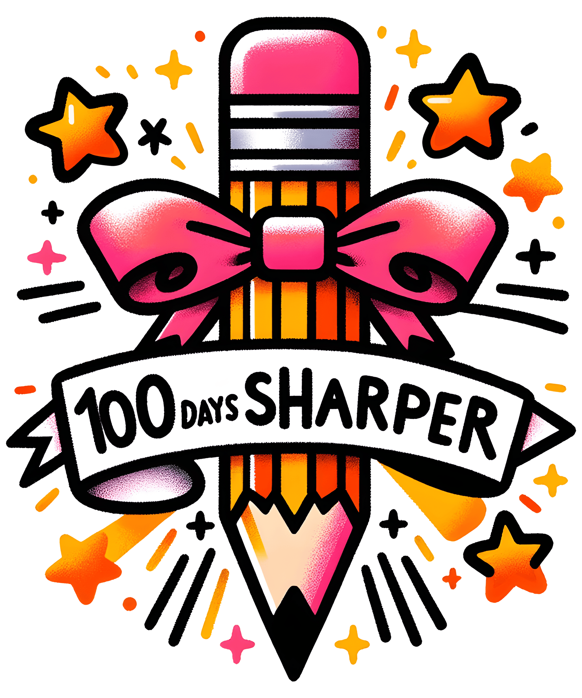 100 Days Sharper Teacher Design - DTF Ready To Press - Heat Press Transfer