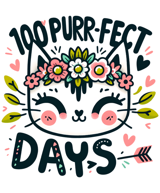 100 Purr-fect Days Cat Lover Design | Heat Press Transfer - Heat Press Transfer