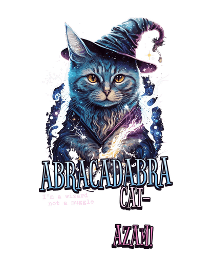 Abracadabra Wizard Cat - DTF Ready to Press - Heat Press Transfer