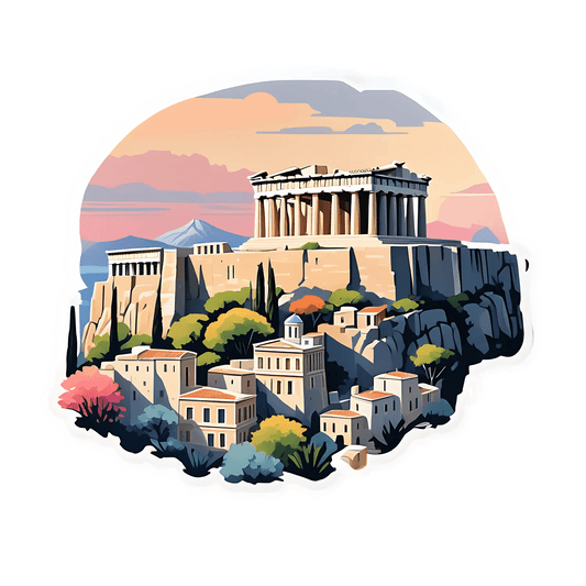 Acropolis Sunset - Greek Sticker - Heat Press Transfer