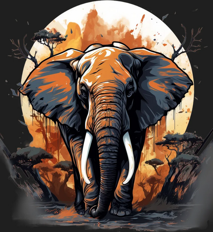 African Elephant Sunset - DTF Ready to Press - Heat Press Transfer