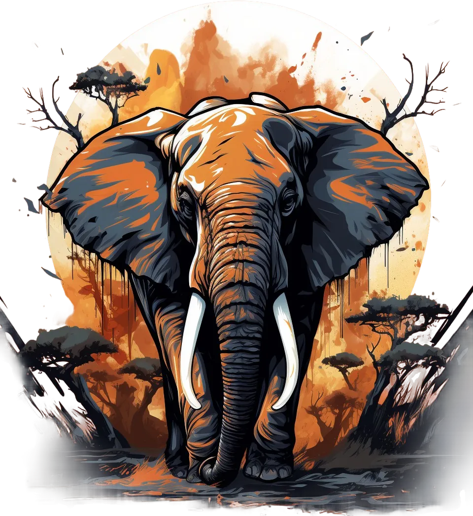 African Elephant Sunset - DTF Ready to Press - Heat Press Transfer