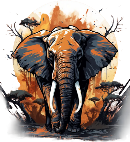 African Elephant Sunset - DTF Ready to Press - Heat Press Transfer