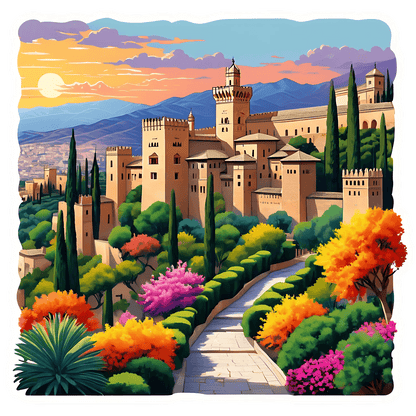 Alhambra Garden View - UV DTF Sticker - Heat Press Transfer