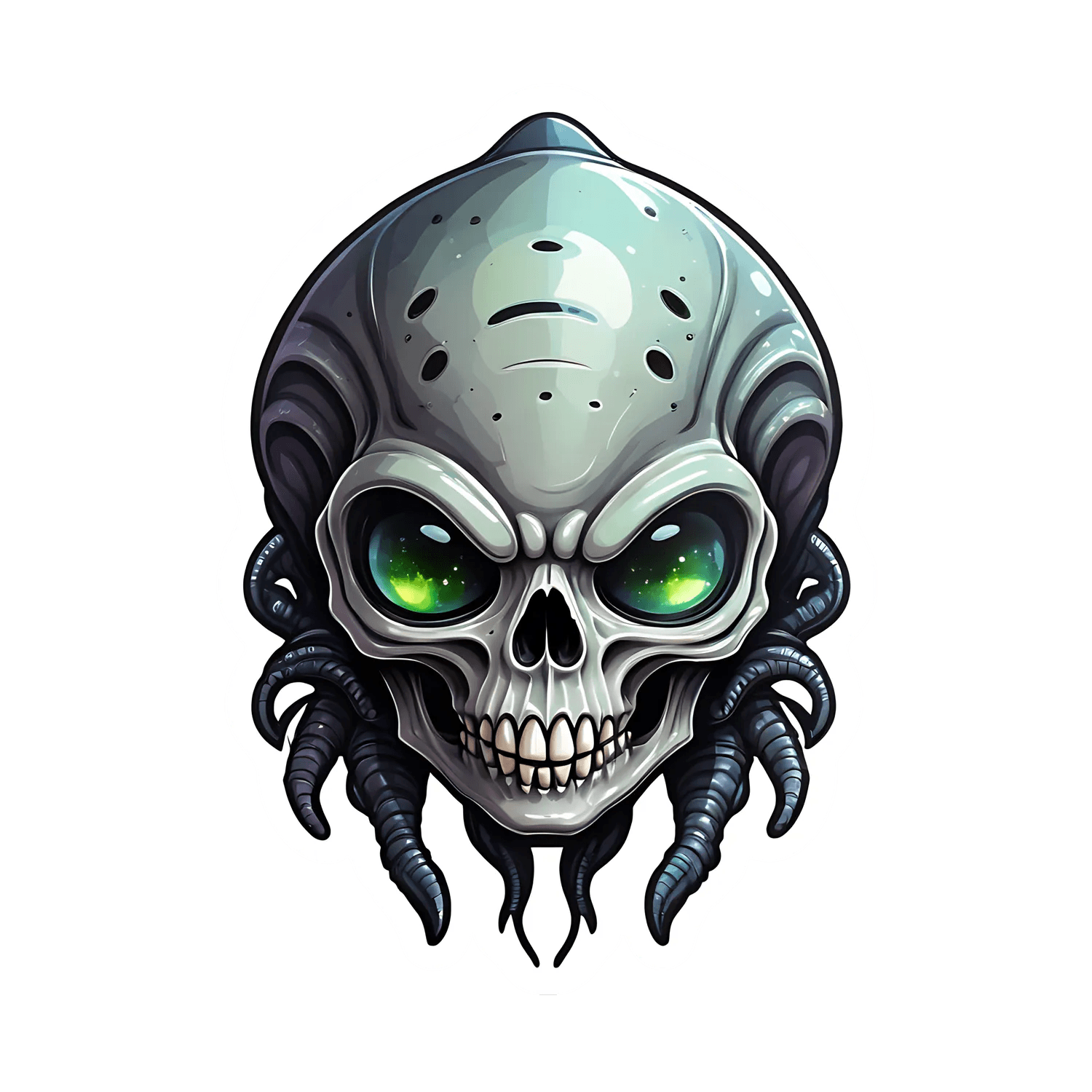 Alien Skull Glow - Sticker - Heat Press Transfer